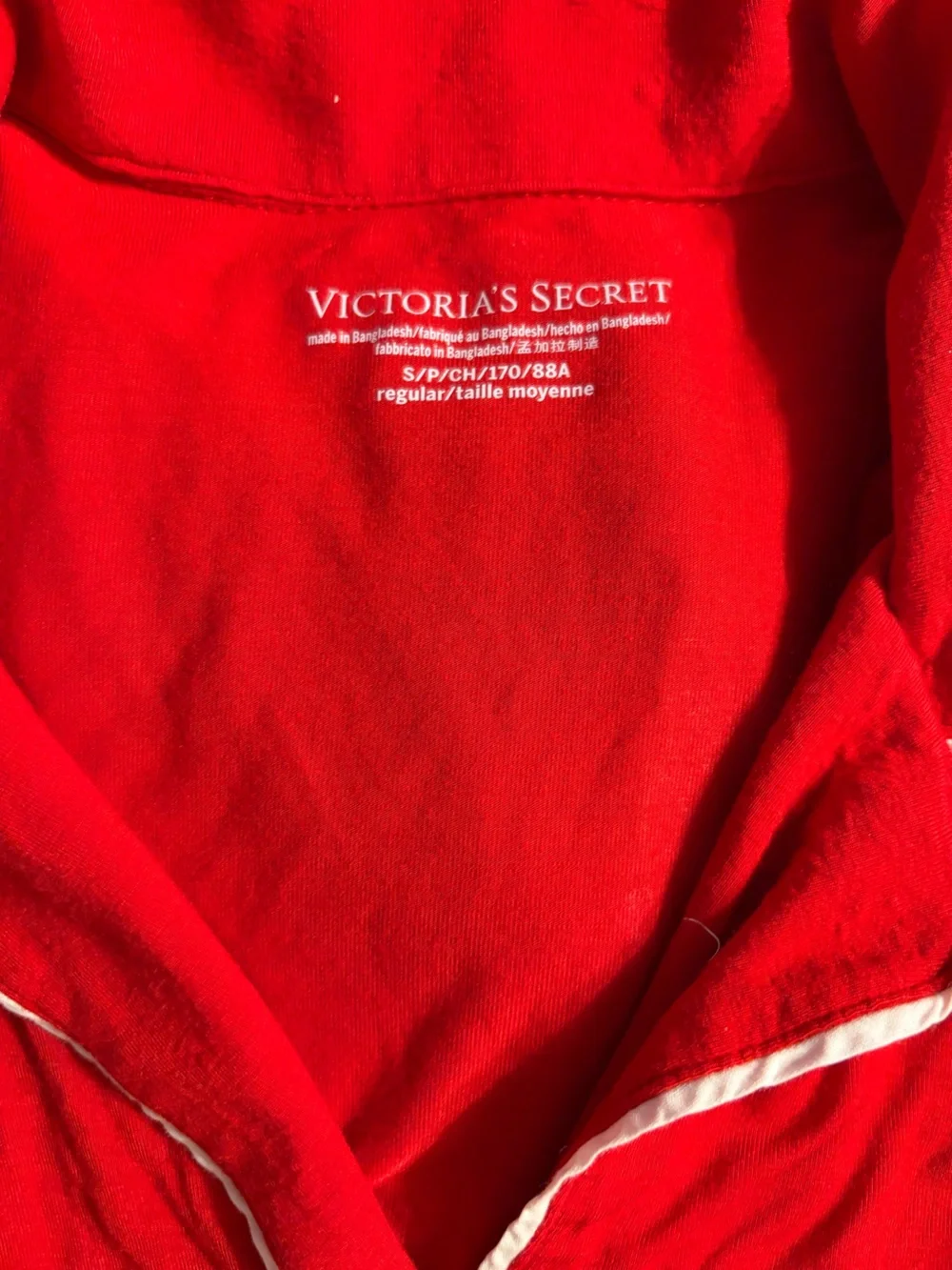 Victoria's Secret Red Pajama Set with White Piping